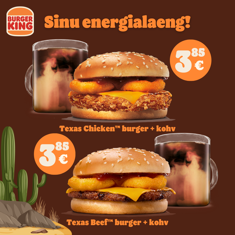 Texas burger ja kohv kampaaniapilt